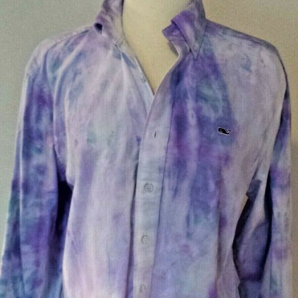 Vineyard Vines Other - Vineyard Vines tie dyed Purple Blue white Long Sleeve Cotton Shirt summer preppy